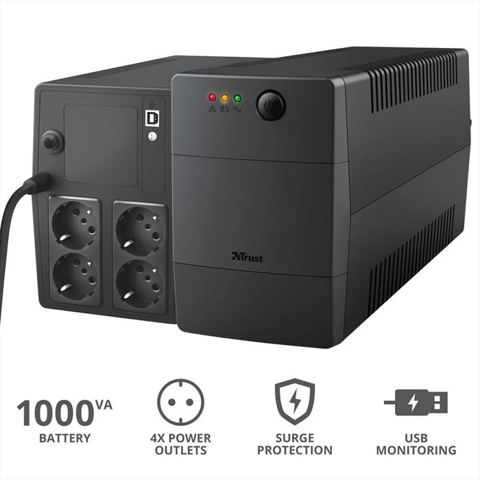 Trust Paxxon 1000va Ups 4 Outlets-black