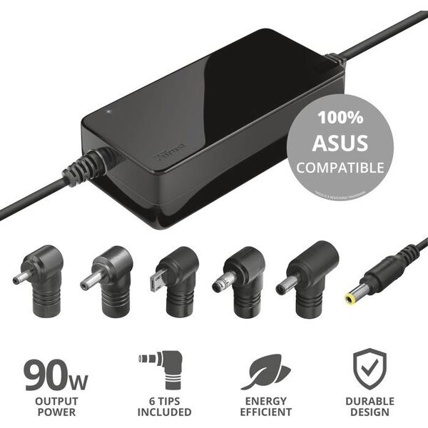 trust maxo asus 90w laptop charger-black