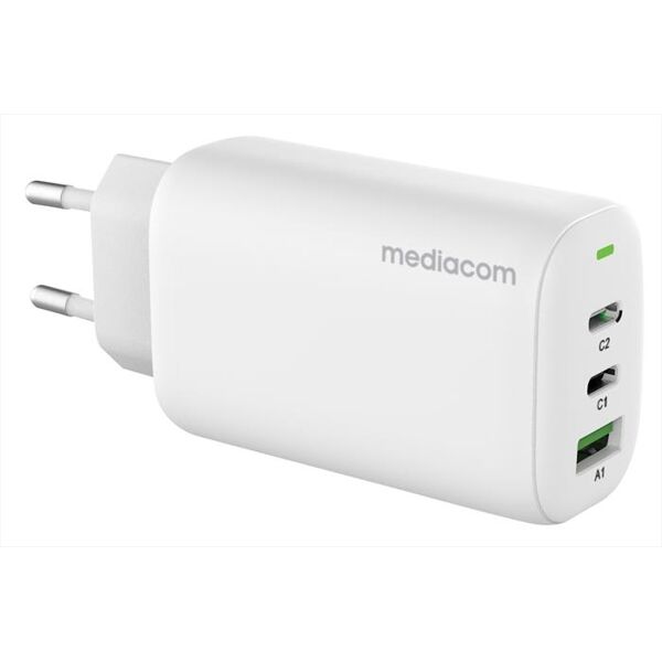 mediacom caricatore rapido usb-c per notebook 65w md-a150-white