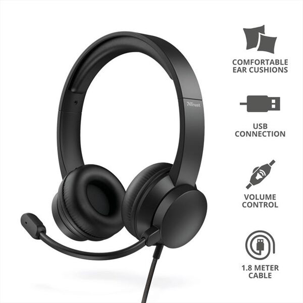 trust rydo usb headset black