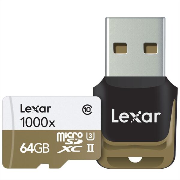 lexar microsdxc 1000x w/re 64gb-white/gold