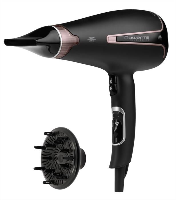 rowenta cv7920 silence ac premium care asciugacapelli-nero e rosa cannella