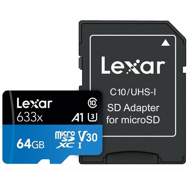 lexar microsdhc 633x 64gb w/ada global-black