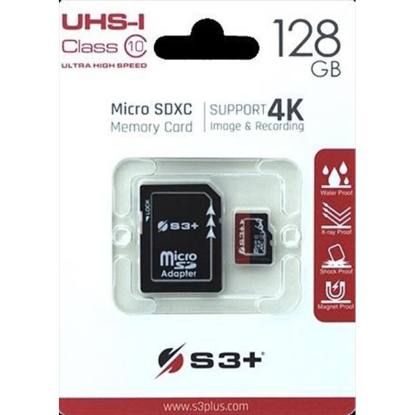 s3+ s3sdc10u1/128gb-r-nero/rosso