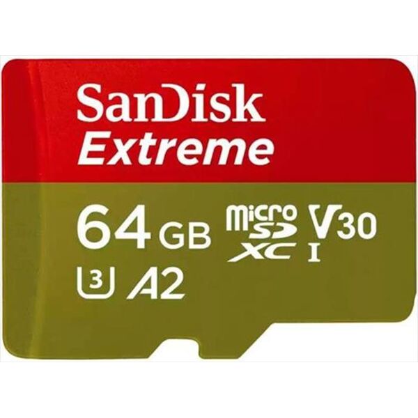 sandisk microsd extreme a2 64gb + a-oro/rosso