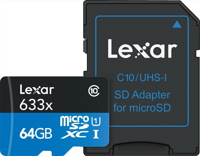 lexar microsdxc 633x 64gb w/ada-black