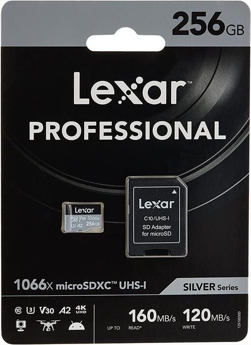 lexar sdmicro 1066x 256gb cl.-black/silver