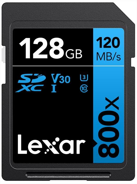 lexar 128gb sdxc professional 800x-black/blue