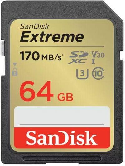 sandisk sd extreme v30 u3 64gb-nero/oro