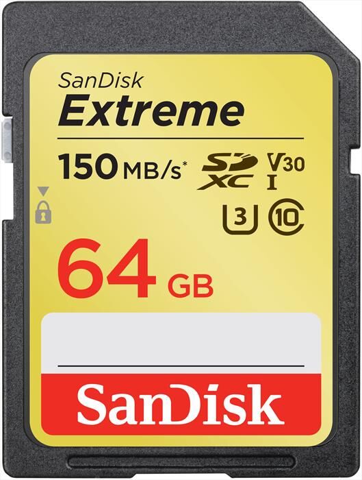 SanDisk Sdxc Extreme 64gb Fino A 150mb/s V30 U3 Classe 10