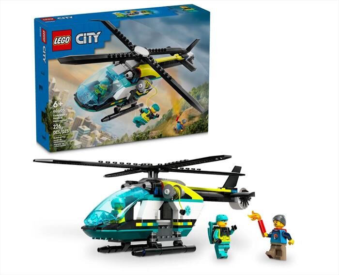 lego city elicottero di soccorso di emergenza 60405-multicolore