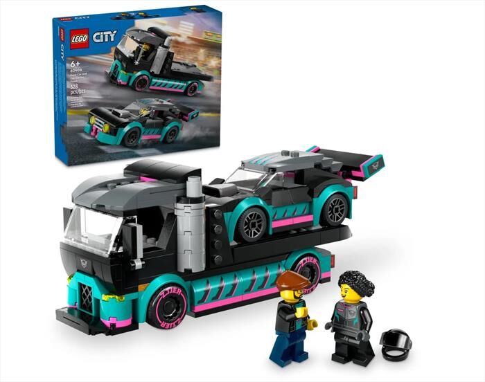 lego city auto da corsa e trasportatore 60406-multicolore