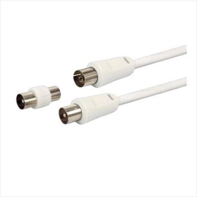 GBC Cavo Antenna Tv 3m Con Adattatore-bianco GBC Cavo Antenna Tv 3m Con Adattatore-bianco