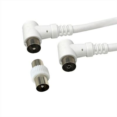 GBC Cavo Antenna Tv 1,5m Bianco Con Adattatore-bianco GBC Cavo Antenna Tv 1,5m Bianco Con Adattatore-bianco