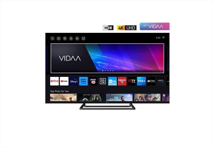 telesystem smart tv led uhd 4k 43 smv13 vidaa 4k, t2/s2-black