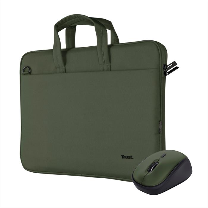 trust borsa notebook bologna bag and mouse set-green