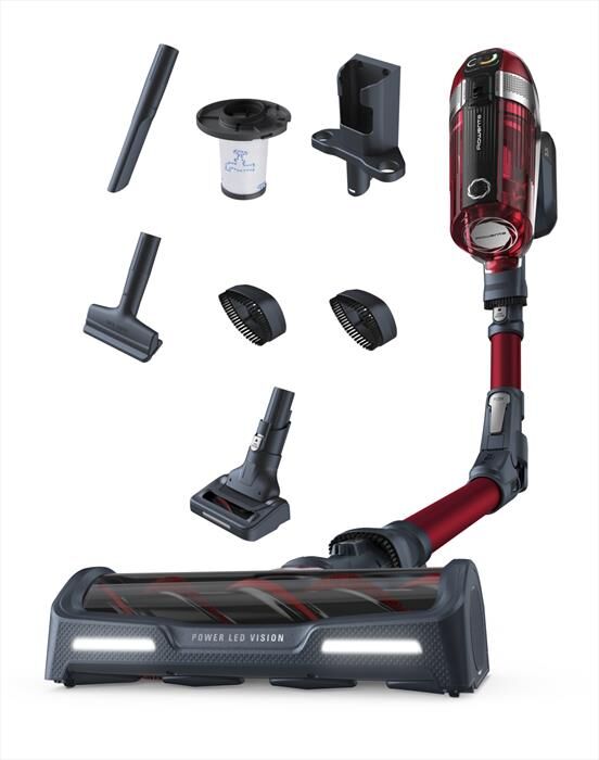 rowenta rh9879 x-force 11.60 aspirapolvere senza fili-rosso regale e grigio interno