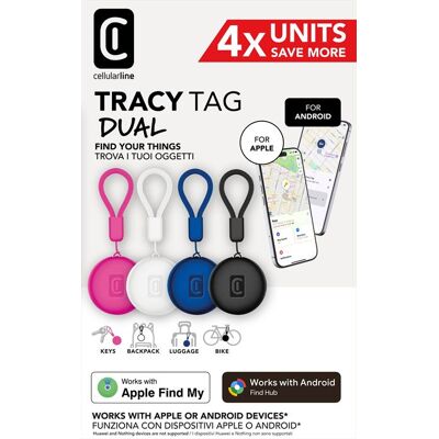 Cellularline - Tracy Tag Dual - 4x - Multicolore - Tracker Cellularline - Tracy Tag Dual - 4x - Multicolore - Tracker