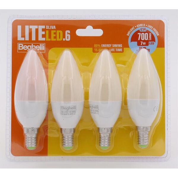 beghelli liteled6 oliv 700lm 7w e14 6k5-bianca