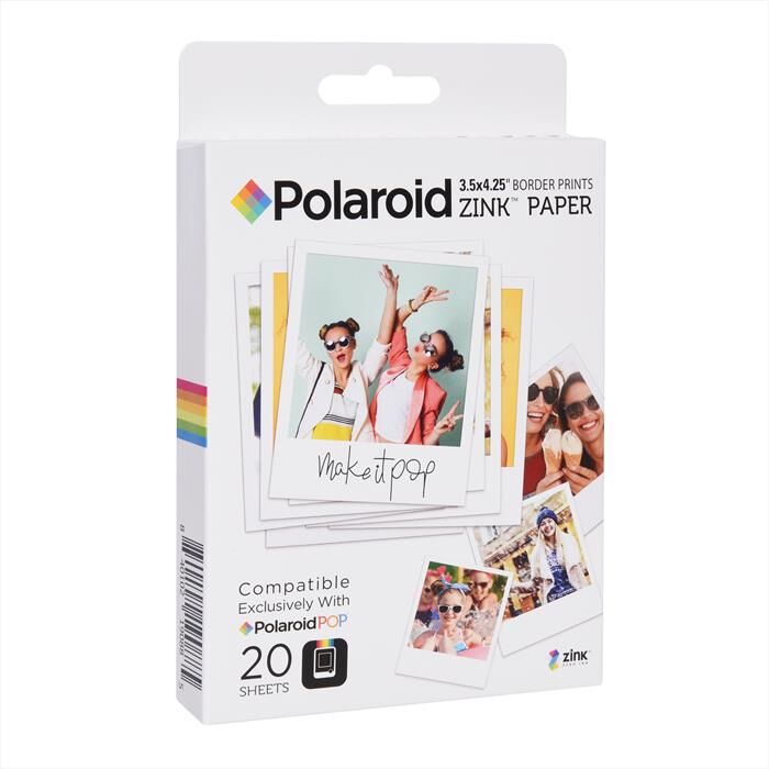 polaroid carta per pop zink 3x4 20f bianco