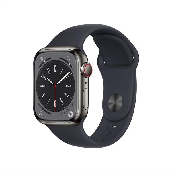 apple watch series 8 gps + cellular 41mm acciaio-grafite mezzanotte