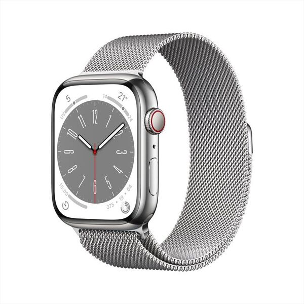 apple watch series 8 gps + cellular 45mm acciaio-argento milanese