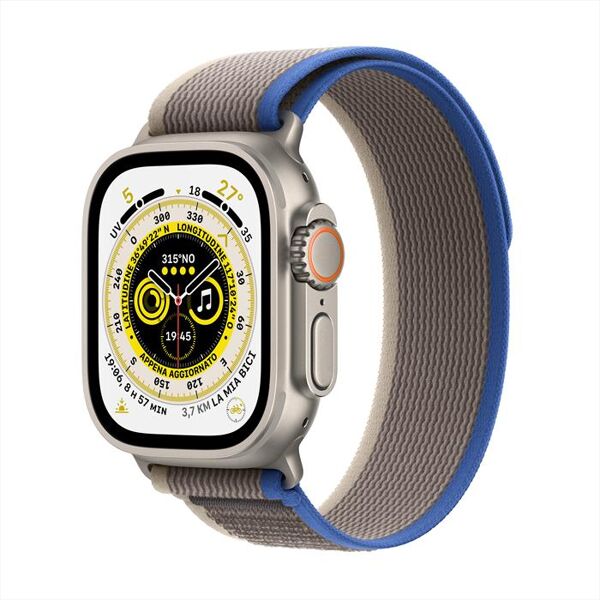 apple watch ultra gps + cellular 49mm s/m-trail loop blu/grigio