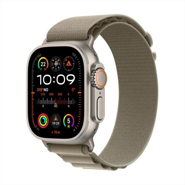 apple watch ultra 2 gps + cellular cassa 49mm medium-olive alpine loop