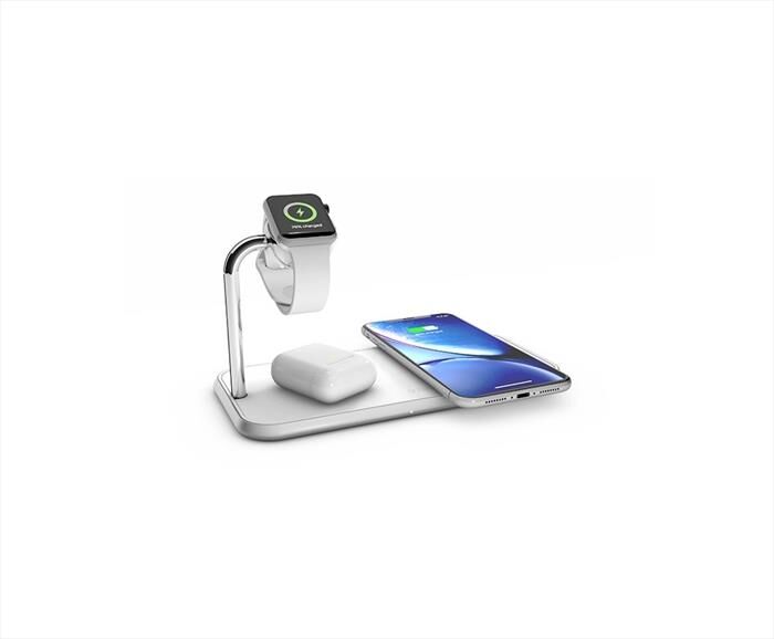 zens tappetino di ricarica wireless qi doppio + watch 1-bianco