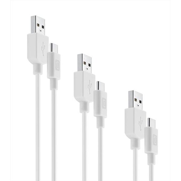 cellular line usbdata3xusbcw cavo dati-multipack 3 cavi-usb-c-bianco