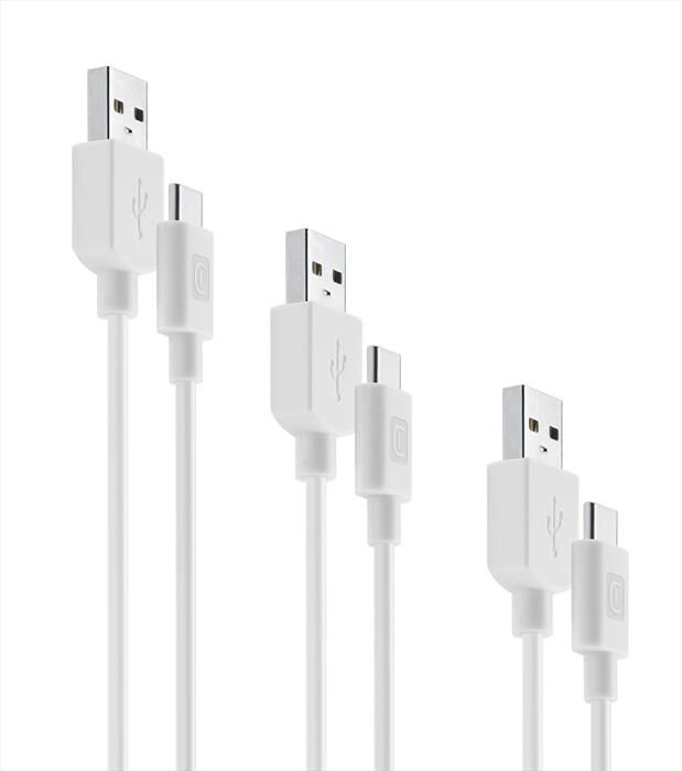 cellular line usbdata3xusbcw cavo dati-multipack 3 cavi-usb-c-bianco