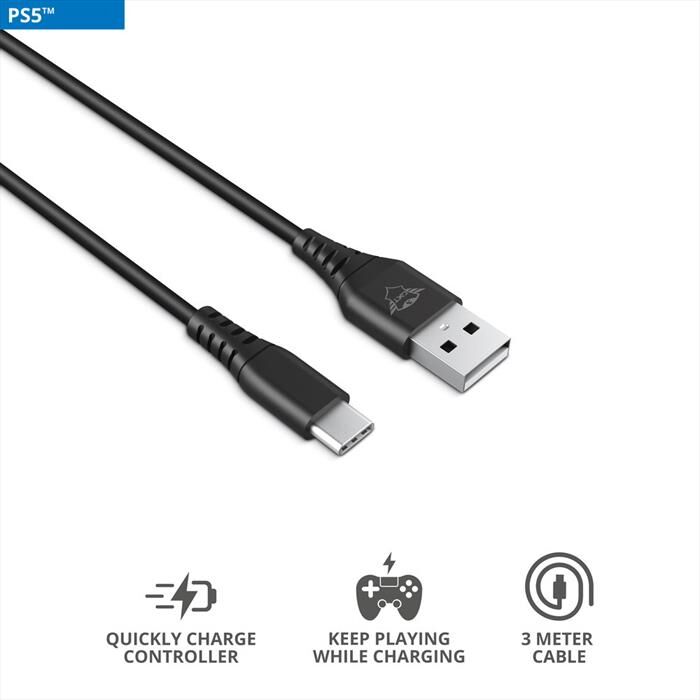 trust gxt226 charge cable ps5-black