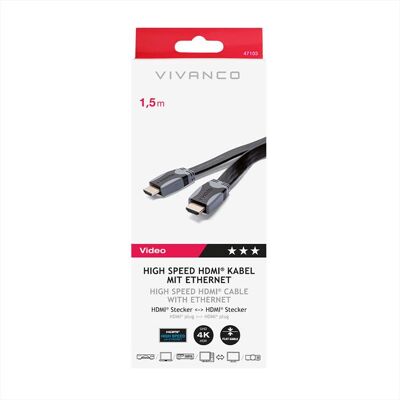 Vivanco Cavo Hdmi V. 2 Alta Velocità Vvvhdmi15mmgk-nero Vivanco Cavo Hdmi V. 2 Alta Velocità Vvvhdmi15mmgk-nero