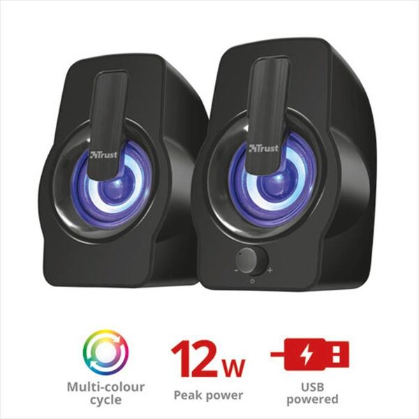 trust gemi rgb 2.0 spkr st blk black