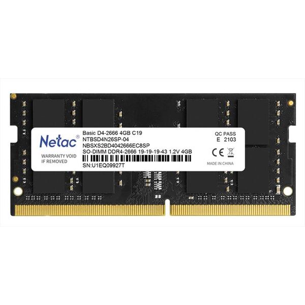 netac basic so ddr4-2666 4g c19 so-dimm 260-pin-nero