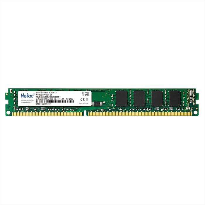 NETAC Basic Ddr3-1600 4g C11 Udimm 240-pin-nero