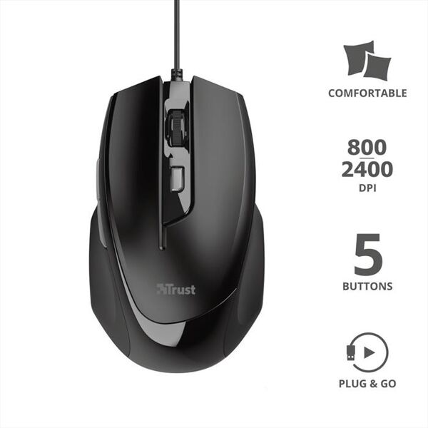 trust voca comfortable mouse-black