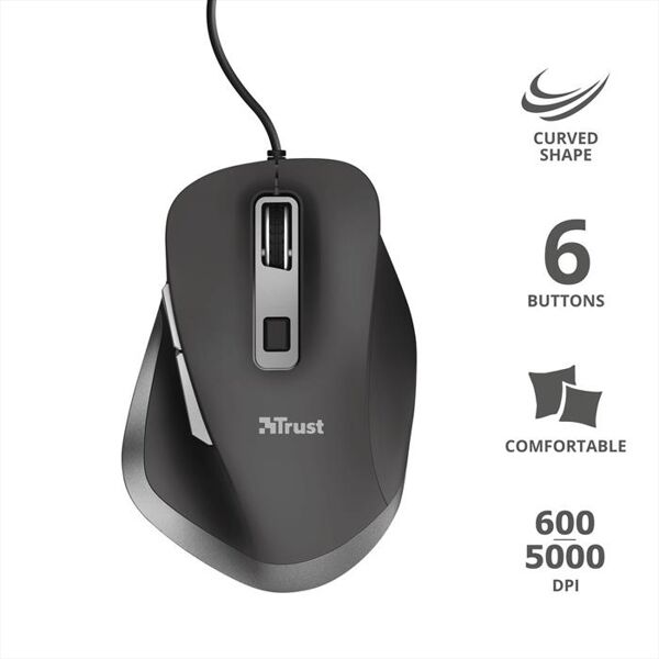 trust fyda wired mouse-black/grey