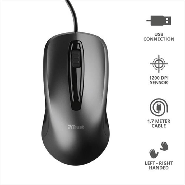 Trust Carve Wired Mouse-black