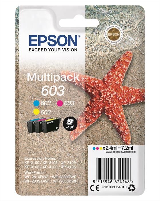 epson 603 stella marina t03u standard multipack 3 colori-ciano, magenta, giallo