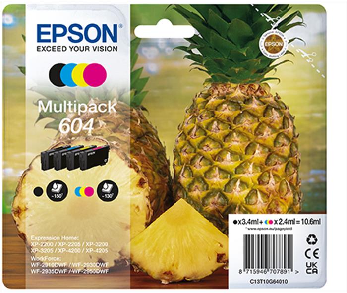 epson cartuccia ink serie ananas multipack 604 std-nero/ciano/magenta/giallo