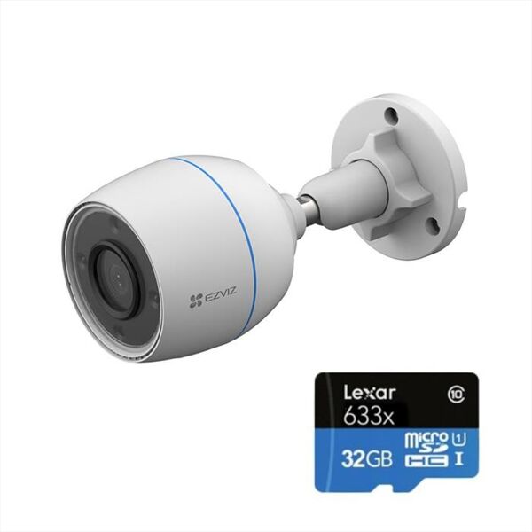 ezviz telecamera smart esterno c3tn color + microsd 32gb-white