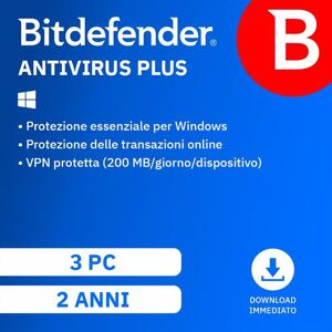 Bitdefender Antivirus Plus 2 Anni 3 Pc Bitdefender Antivirus Plus 2 Anni 3 Pc