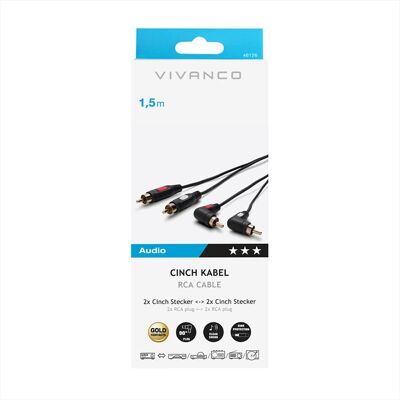 Vivanco Cavo Rca Stereo Con Connettori Angolati 90°-nero Vivanco Cavo Rca Stereo Con Connettori Angolati 90°-nero