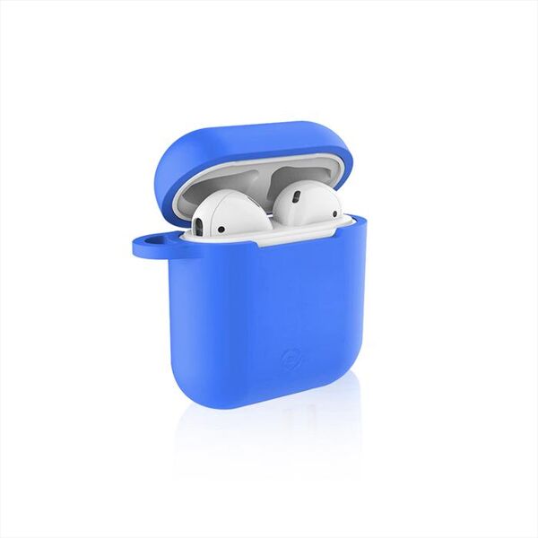 celly custodia per charging box delle airpods-blu/silicone