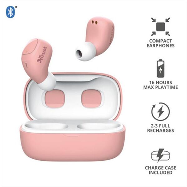 trust nika compact blueth earphones pink-pink