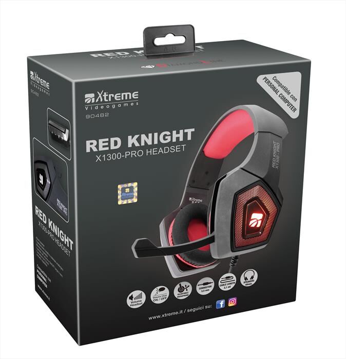 Xtreme Red Knight 1300-pro Headset-nero/rosso