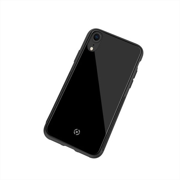 celly cover per iphone xr-nero/vetro temperato+tpu