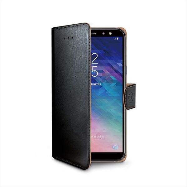 celly wally738 custodia per galaxy a6+ (2018)-nero/similpelle