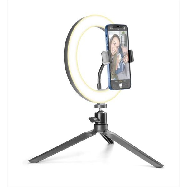 cellular line selfieringk treppiede con anello led per selfie-nero